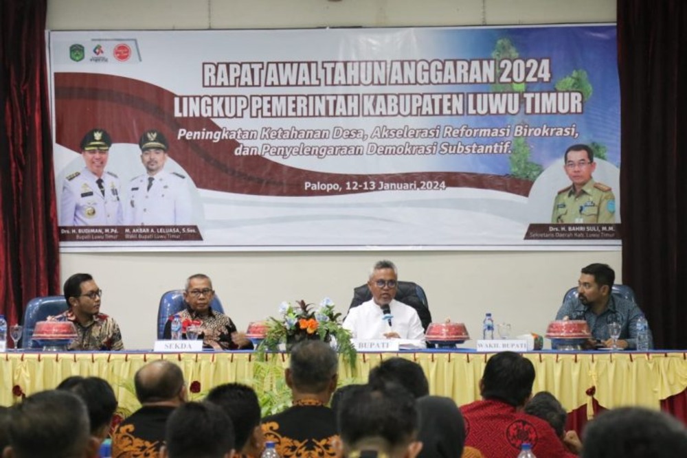 Bupati Budiman Pimpin Raker Awal TA. 2024 lingkup Pemerintah Kabupaten Lutim