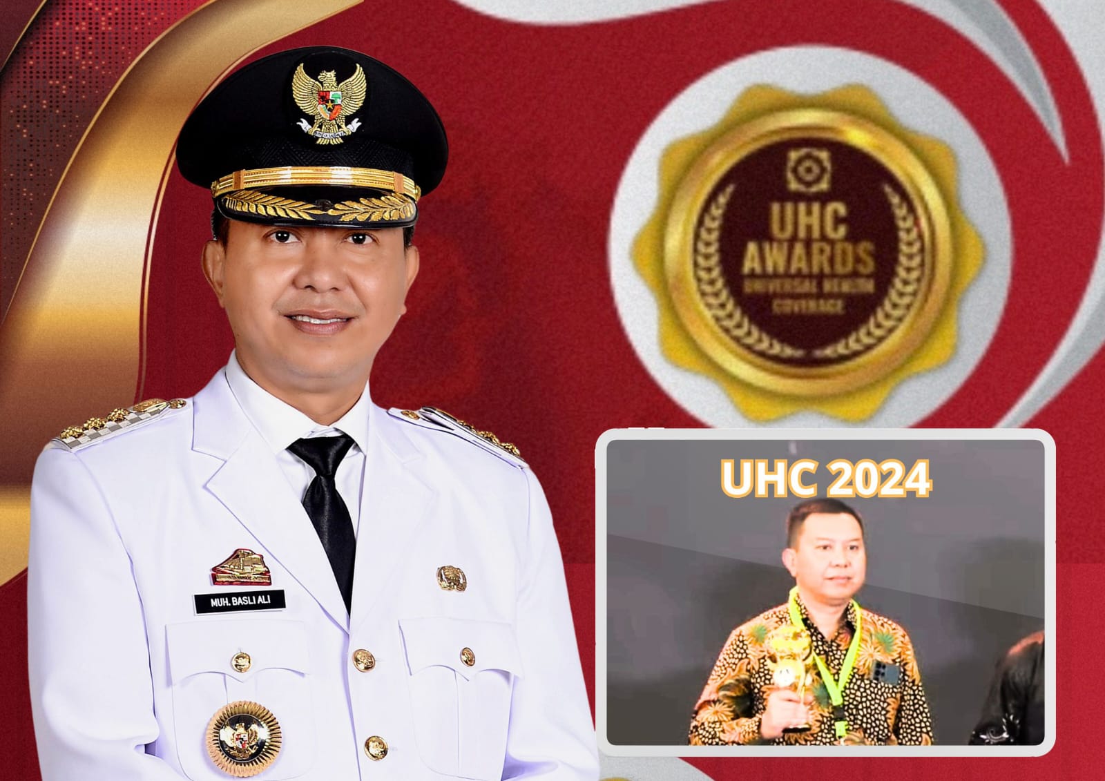 Bupati Basli Ali Terima Penghargaan UHC 2024 dari Wapres RI