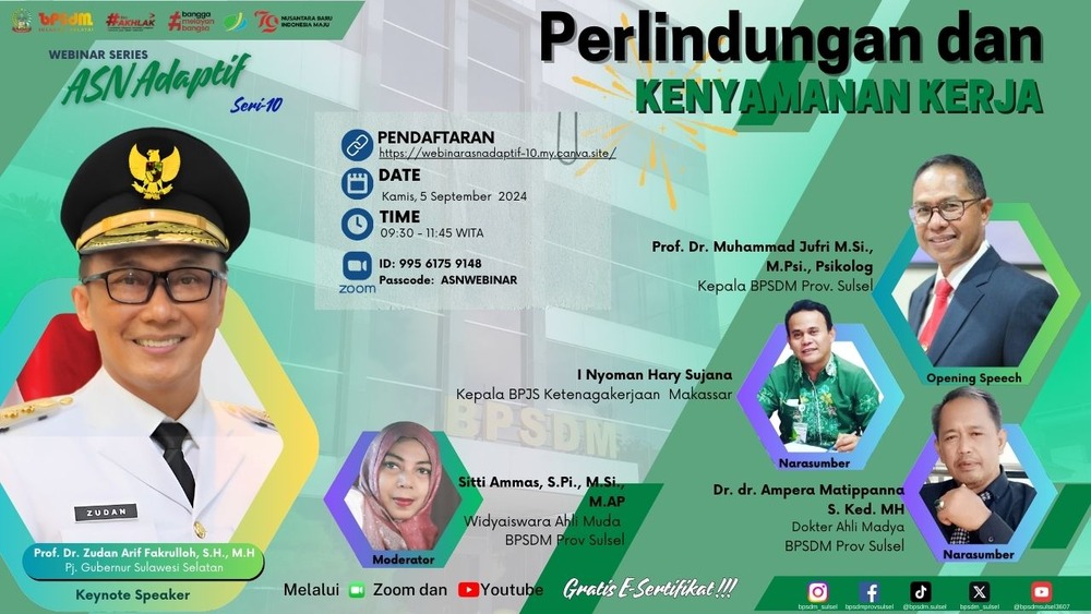 Webinar ASN Adaptif Series 10 oleh BPSDM Usung Tema Perlindungan dan Kenyamanan Kerja