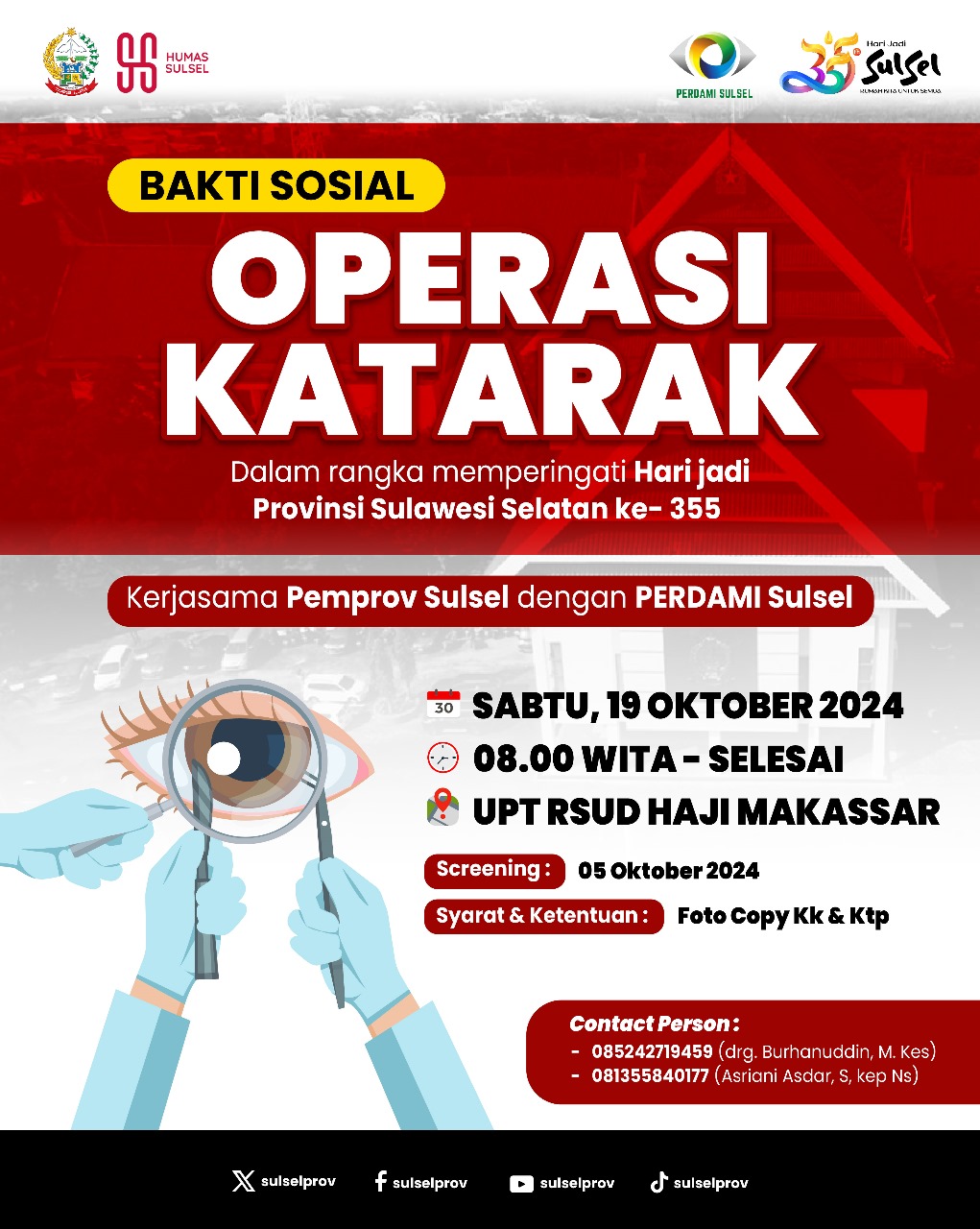 Peringati Hari Jadi Sulsel, RSUD Haji Akan Gelar Operasi Katarak Gratis 