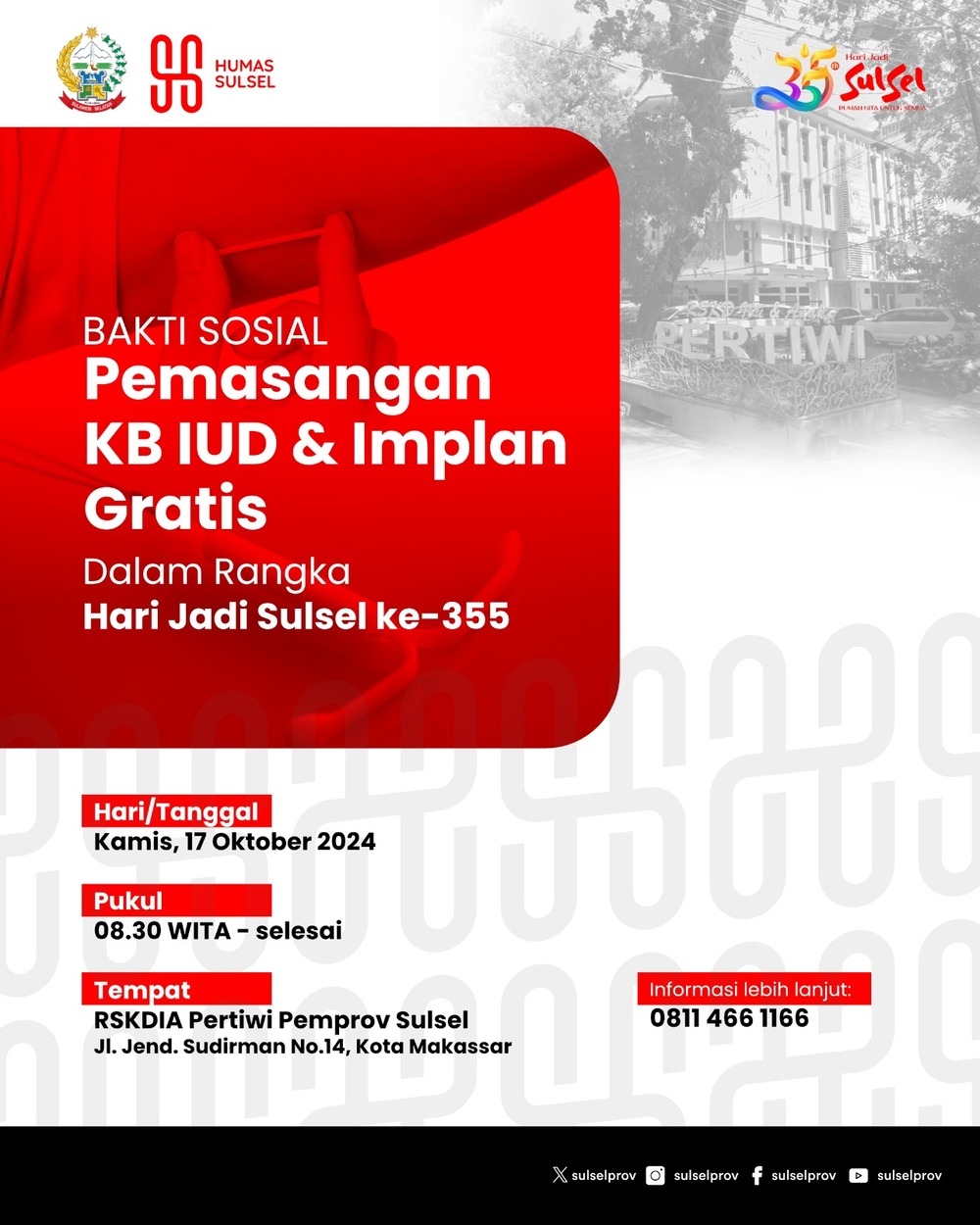 HUT Sulsel, RS Pertiwi Adakan Pemasangan KB IUD dan Implan Secara Gratis