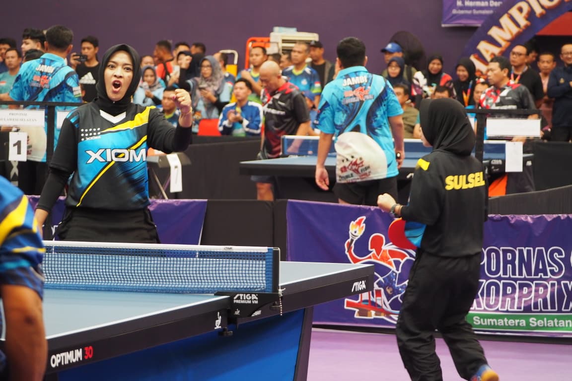 Tim Tenis Meja Beregu Putri Sulsel Melaju ke 8 Besar PORNAS Korpri XVII 2025