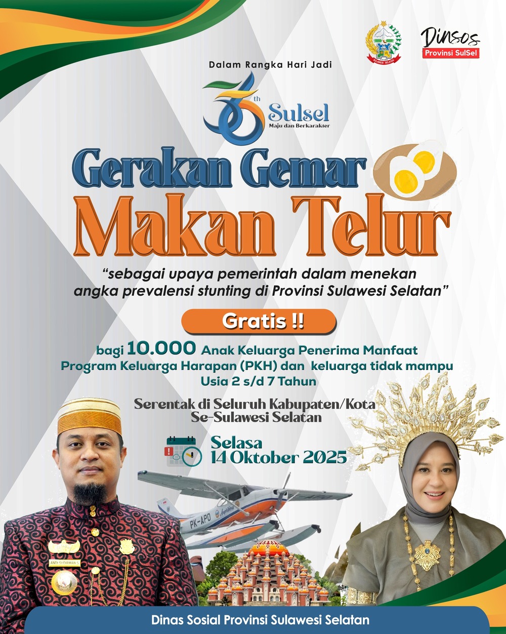 Gerakan Gemar Makan Telur Warnai HUT ke-356 Sulsel, 10 Ribu Anak Ikut Serentak di 24 Kabupaten/Kota