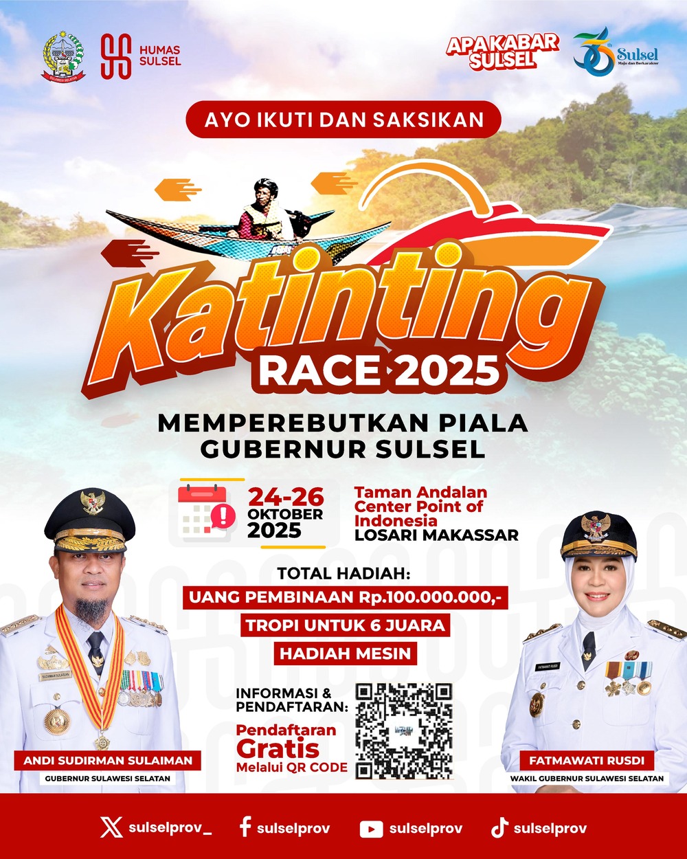 Lomba Katinting Race 2025 Siap Digelar: Perebutkan Piala Gubernur Sulsel dan Total Hadiah Rp100 Juta