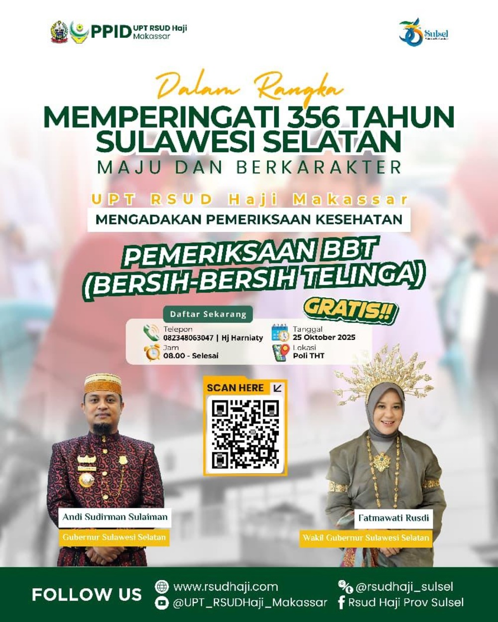 RSUD Haji Makassar Gelar Pemeriksaan THT Gratis Sambut 356 Tahun Sulsel, Dilaksanakan 25 Oktober