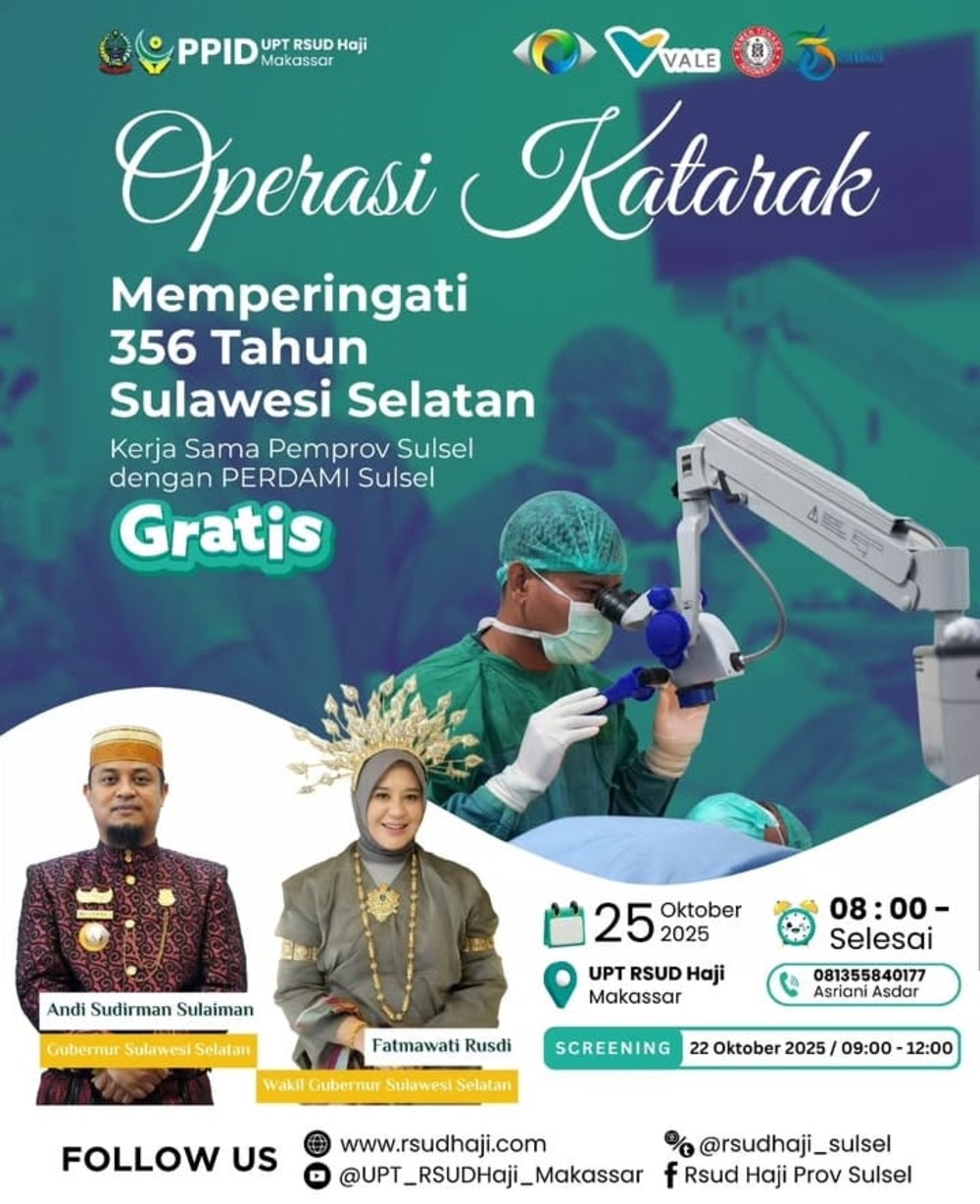 Operasi Katarak Gratis di RSUD Haji Makassar, Rayakan 356 Tahun Sulsel Bersama PERDAMI, 25 Oktober 2025