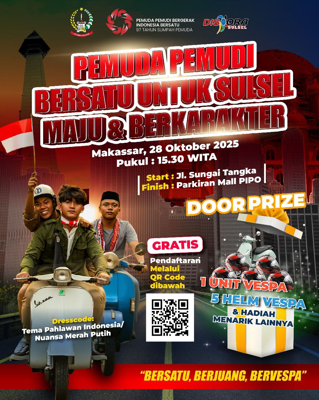Pemuda-Pemudi Sulsel Bersatu: Peringati Sumpah Pemuda dengan Semangat “Bersatu, Berjuang, Bervespa”