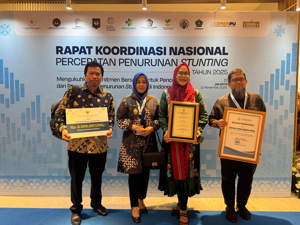 Sulsel Raih Penghargaan Nasional Penurunan Stunting Terbaik, Dapat Insentif Rp6,9 Miliar dari Pemerintah Pusat