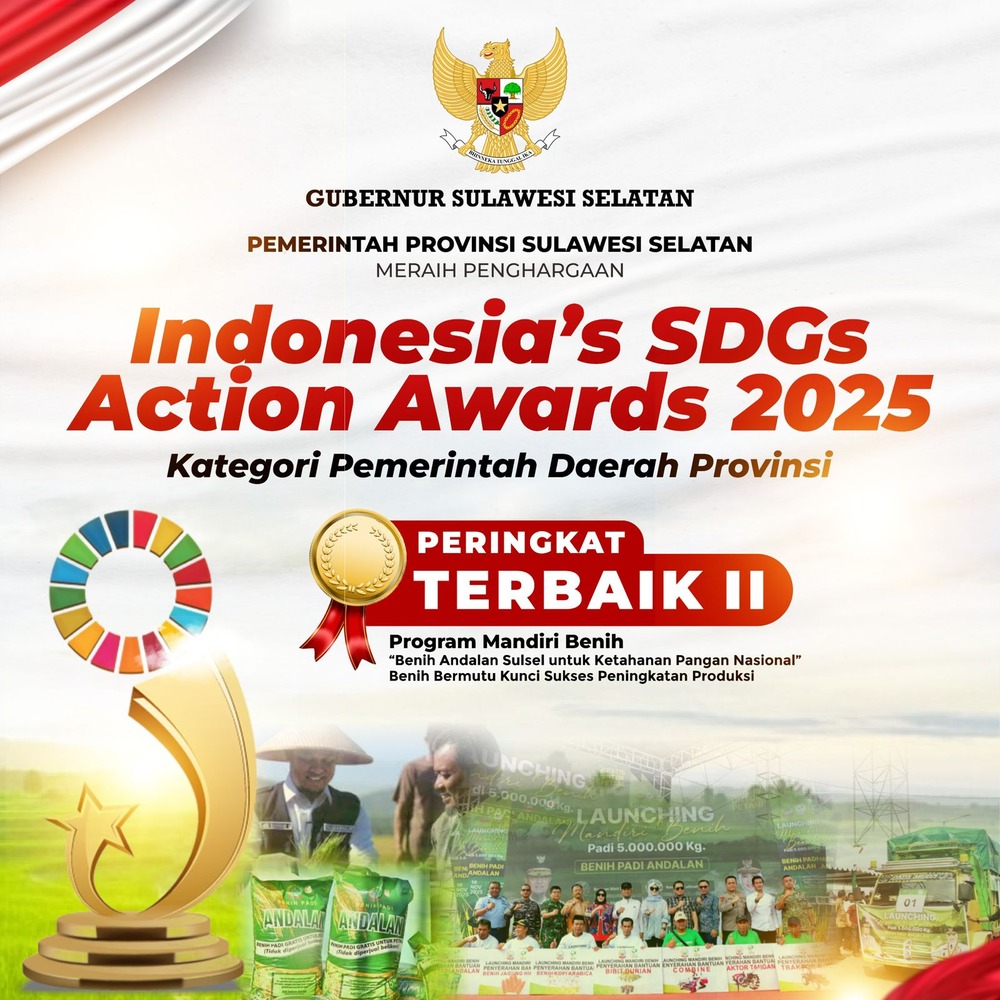 Sulsel Masuk Peringkat Terbaik II SDGs Action Awards Berkat Program Mandiri Benih