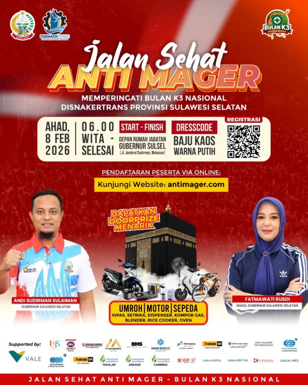Bulan K3 Nasional 2026, Pemprov Sulsel Ajak Masyarakat Ikut Jalan Sehat Anti Mager
