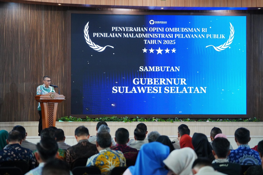Ombudsman RI Serahkan Opini Penilaian Maladministrasi Pelayanan Publik 2025, Pemprov Sulsel: Jadikan Bahan Evaluasi