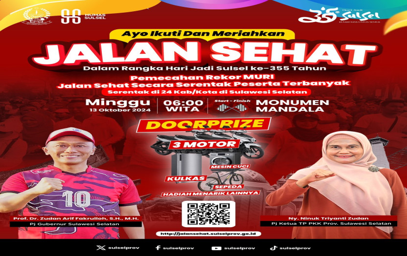 Selamat! Berikut Daftar Pemenang Doorprize Jalan Sehat Serentak Jelang HUT Sulsel ke-355